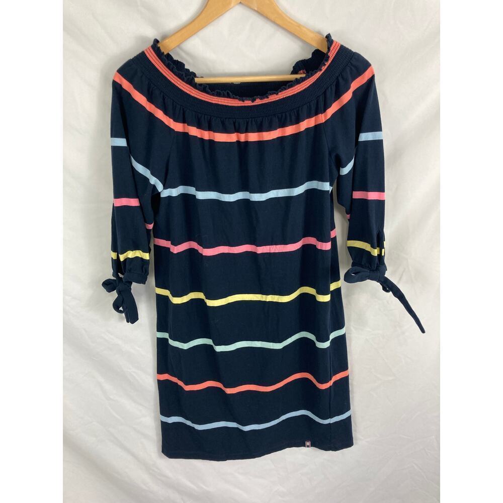 Tommy Hilfiger Off Shoulder Tie Sleeve Striped Dress Size Medium